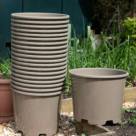 Taupe-Grey Plastic Plant Pots - 20 x 15 Litre