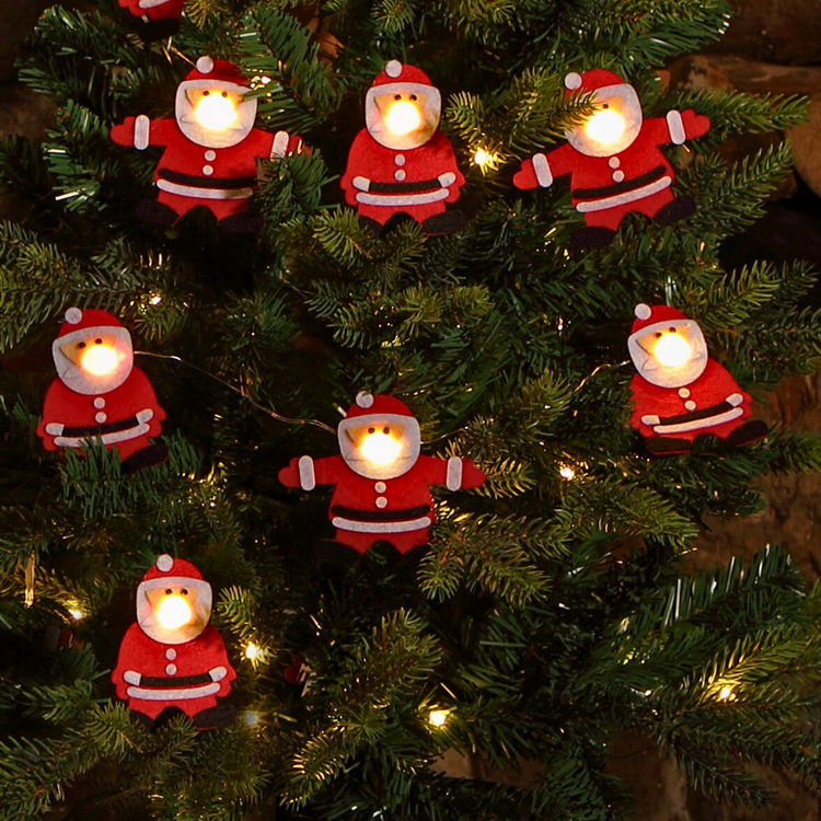10 Santa String Warm White Berry Lights