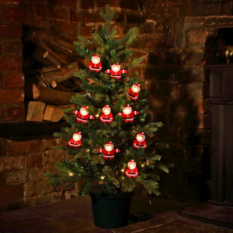 10 Santa String Warm White Berry Lights