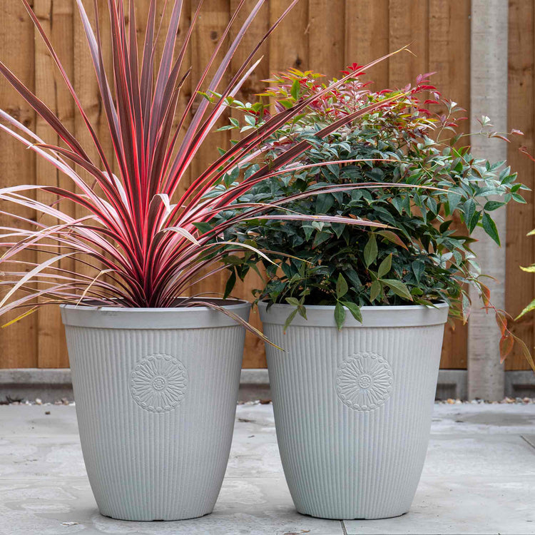 marshalls pots for plants Somerville Tall Planters 33cm in Pebble White - Twin Pack