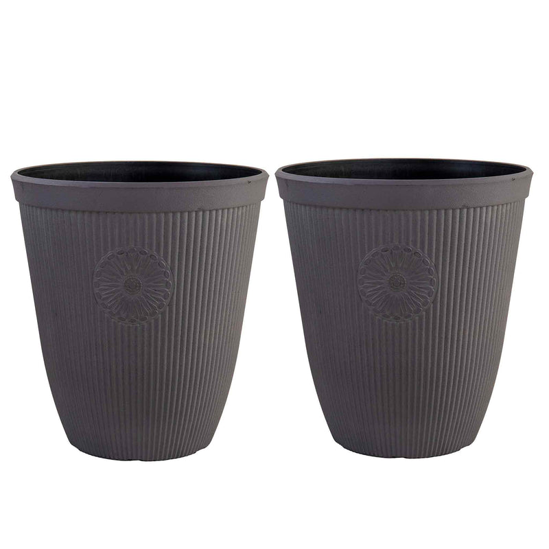 Somerville Tall Planter 33cm in Chocolate Slate - Twin Pack