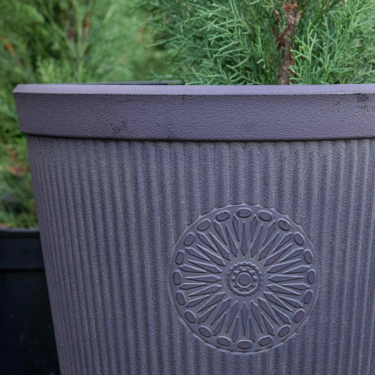 Somerville Tall Planter 33cm in Chocolate Slate - Twin Pack