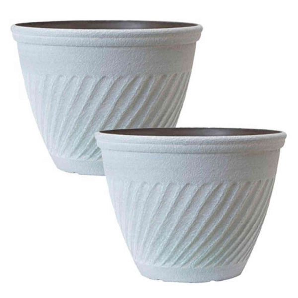 Bali Planter in Antique Beige 14in - Twin Pack