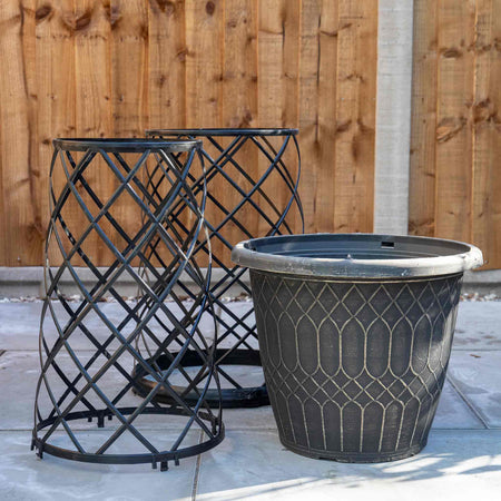 Empire Jumbo Trellis Planter in Brushed Champagne 38cm - Twin Pack