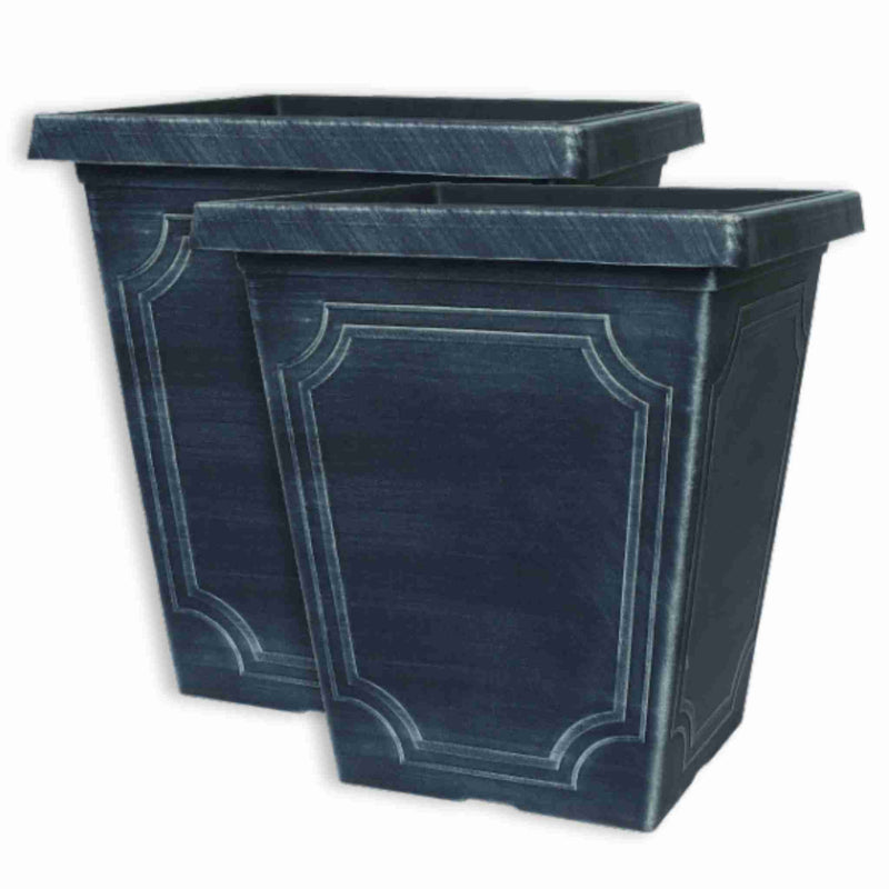 Estate Planter Tall Square in Chalk Effect 14in - Twin Pack