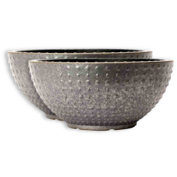 Hobnail Bowl in Faux Concrete 45cm - Twin Pack