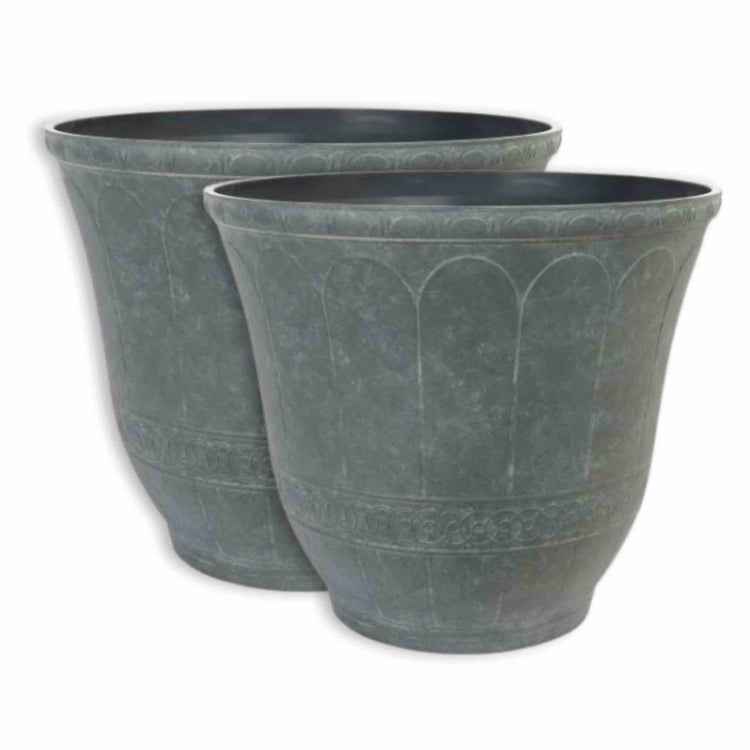 Scallop Planter in Faux Concrete 16in - Twin Pack