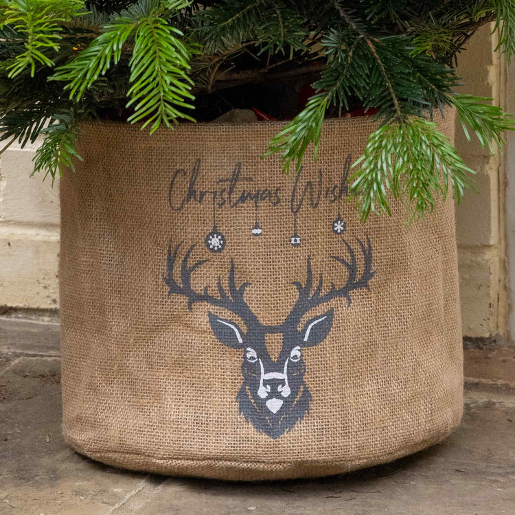 Hessian Christmas Basket Cover