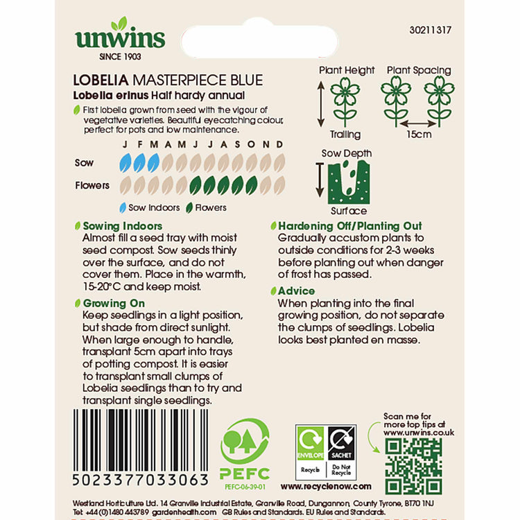 Lobelia Seeds 'Masterpiece Blue'