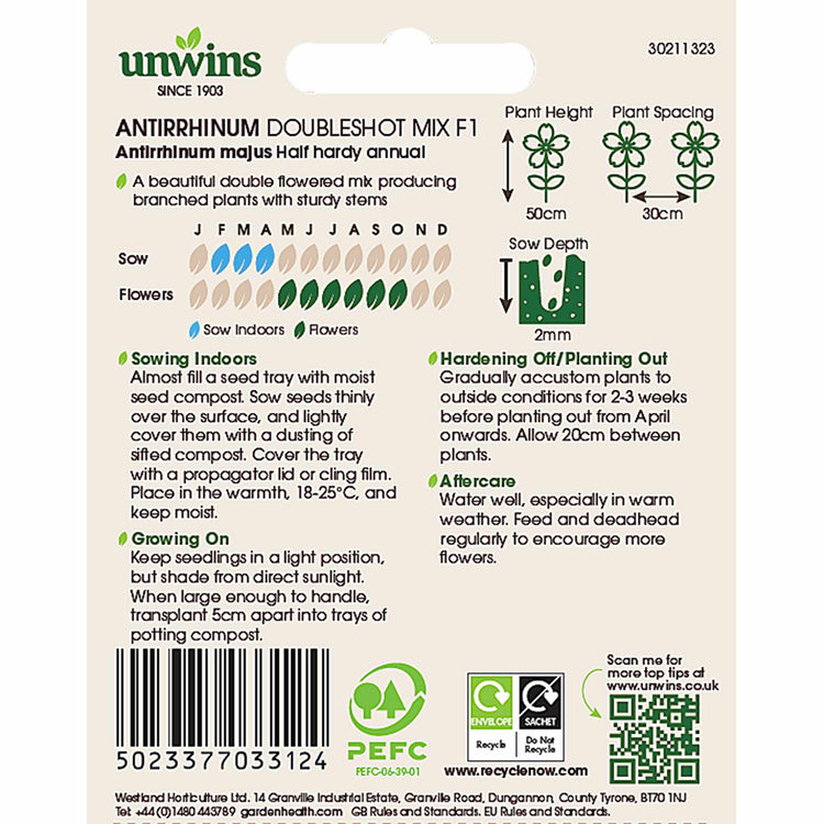 Antirrhinum Seeds 'Doubleshot Mix'