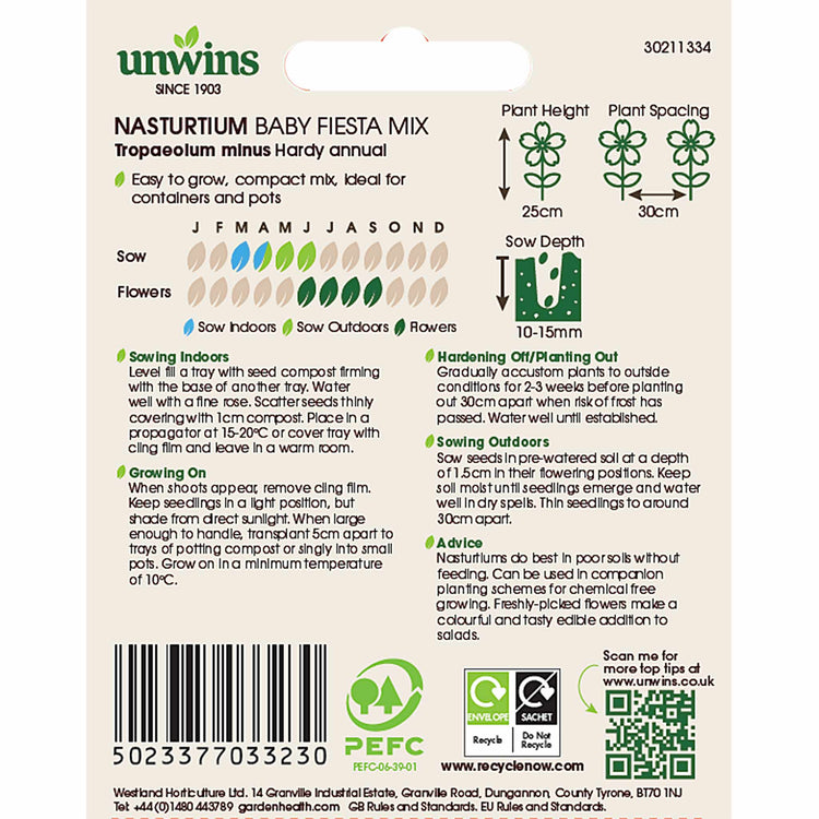 Nasturtium Seeds 'Baby Fiesta Mix'