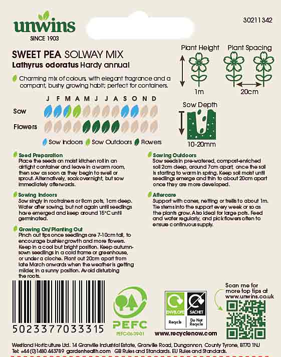 Sweet Pea Seeds 'Solway Mix'