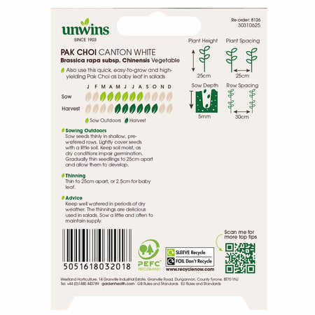 Pak Choi Seeds 'Canton White'