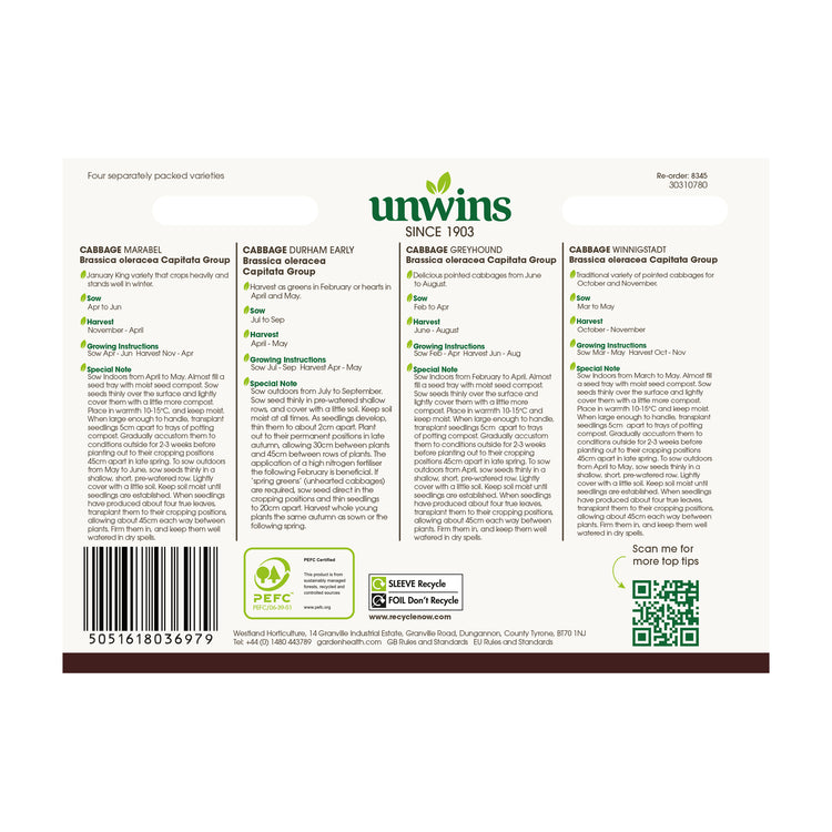 Cabbage Seeds 'All Season' Collection