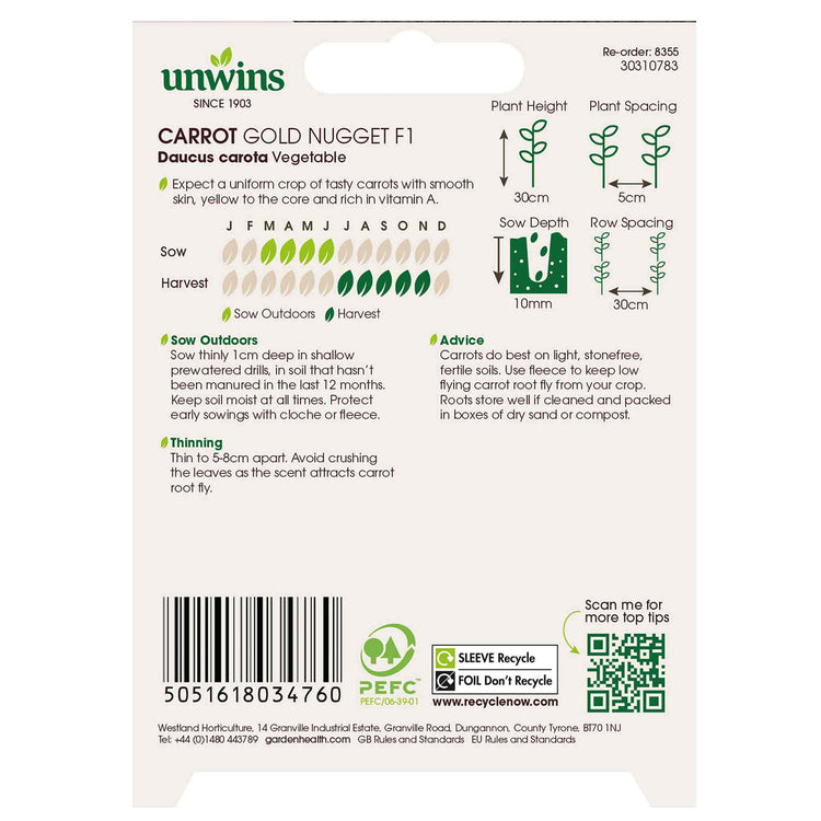 Carrot Seeds 'Gold Nugget' F1