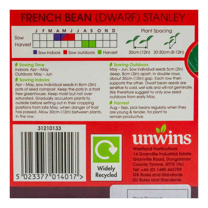 Dwarf French Bean Seeds 'Stanley' Buy Dwarf French Bean Seeds Online