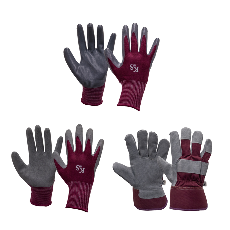 Kent & Stowe All Round Gloves Triple Pack - Plum