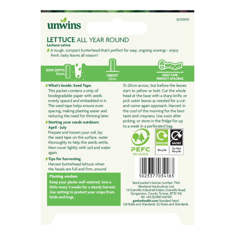 Lettuce Seeds - Unwins Easy Wins
