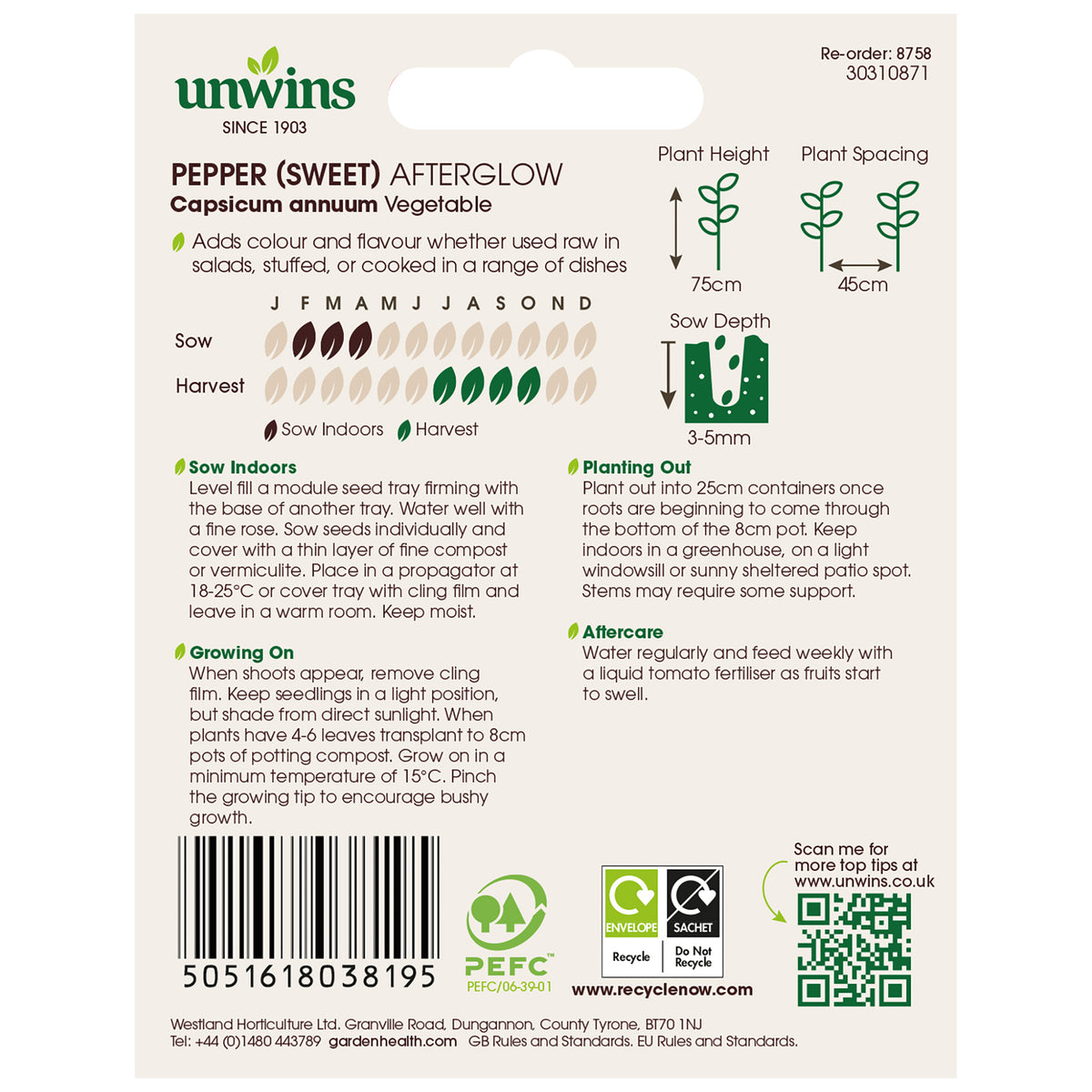 Pepper (Sweet) 'Afterglow' Seed Buy Pepper Seeds Online Pepper Seeds for Sale Marshalls Garden