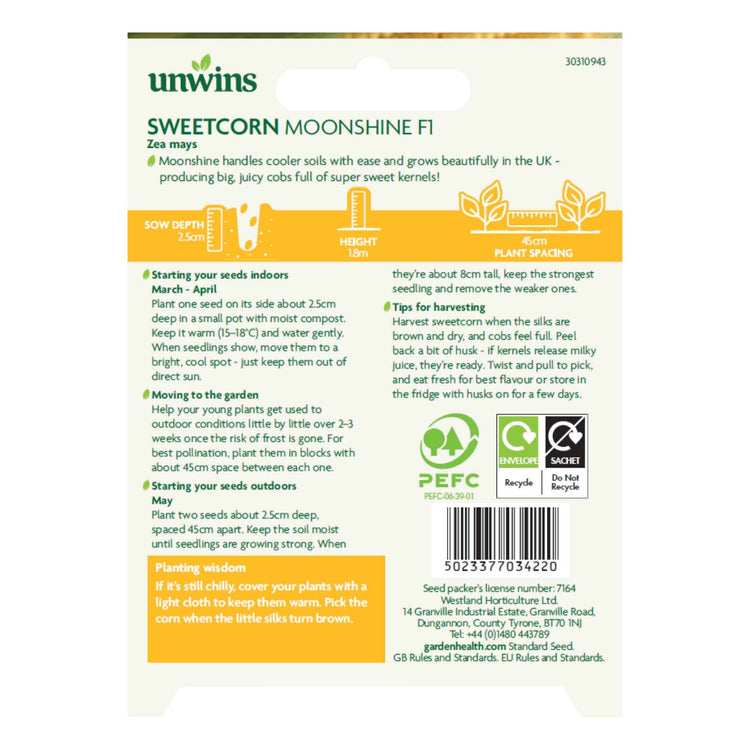 Sweetcorn Seeds - Unwins Easy Wins