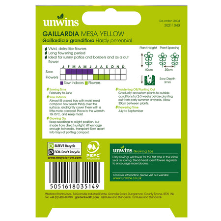 Nature's Haven Gaillardia Seeds 'Mesa Yellow'