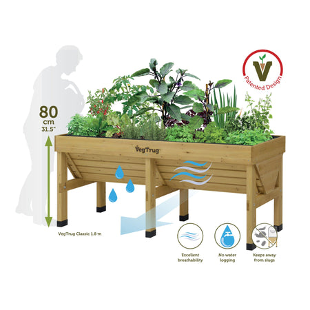 VegTrug Medium Wooden Patio Planter 1.8m