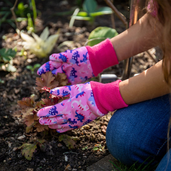 Kent & Stowe Kids Gloves - Pink Dinosaur Print