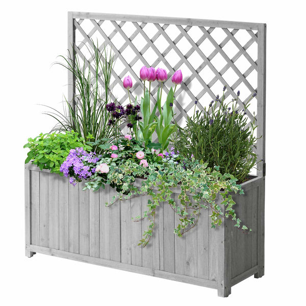 VegTrug Grey Wooden Trellis Box Planter