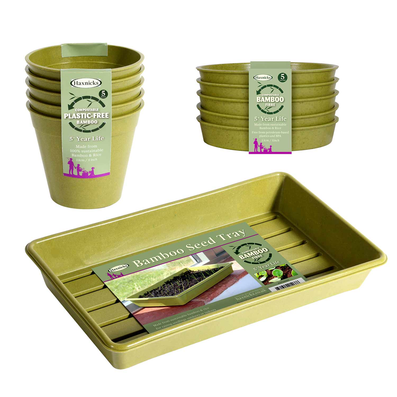 6" Bamboo Pot & Saucers Seed Trays Buy 6" Bamboo Pot & Saucers Seed