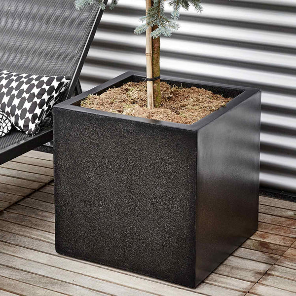 Terrazzo Black Square Planter