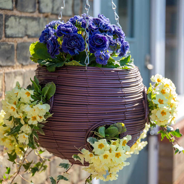 Rattan Effect Brown Hang Ball 9in Duo Pack