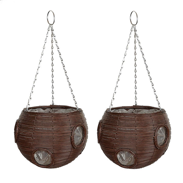 Rattan Effect Brown Hang Ball 23cm 9in x 2