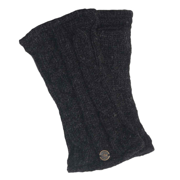 100% Wool Charcoal Cable Knit Wristwarmers