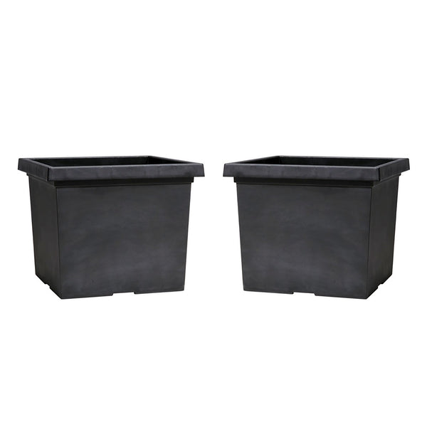 Tuscany Black Square Planter x2 30L