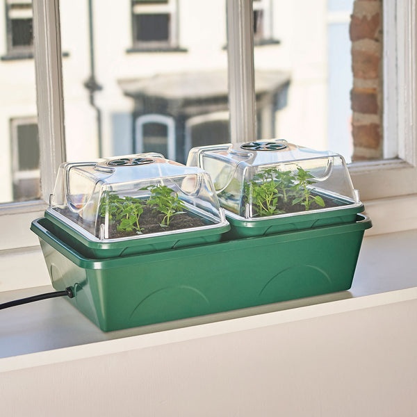 Heated 2-Bay Windowsill Propagator with Capillary Mat and Tray