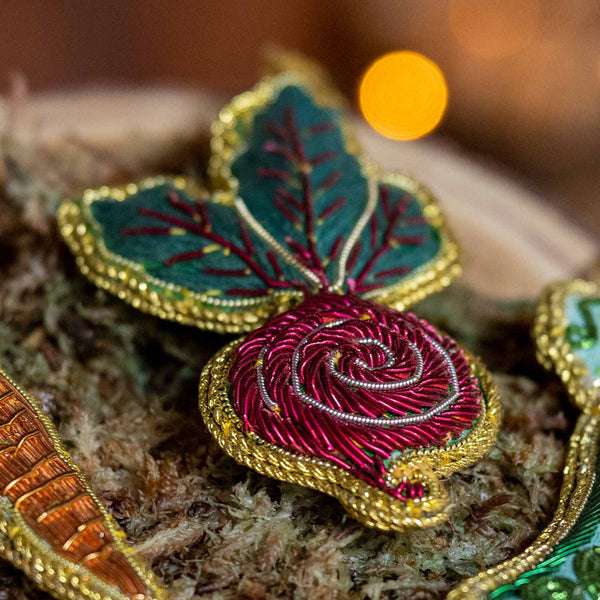 Zari Hand Embroidered Beetroot Ornament