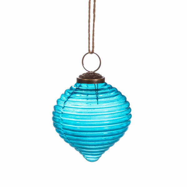 Recycled Glass Christmas Baubles Rippled Design - Set of 3