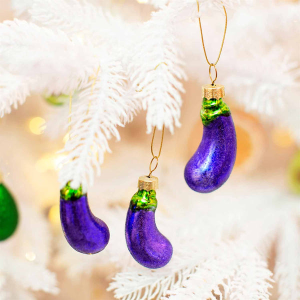 Aubergine Baubles - Set of 3