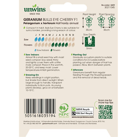 Geranium Seeds 'Bulls Eye Cherry' F1