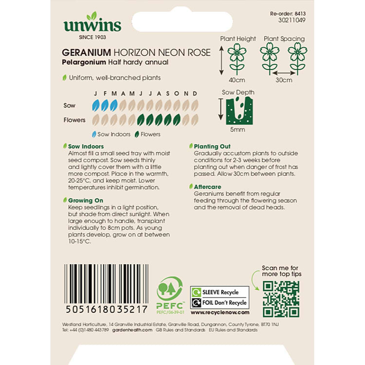 Geranium Seeds 'Horizon Neon Rose'