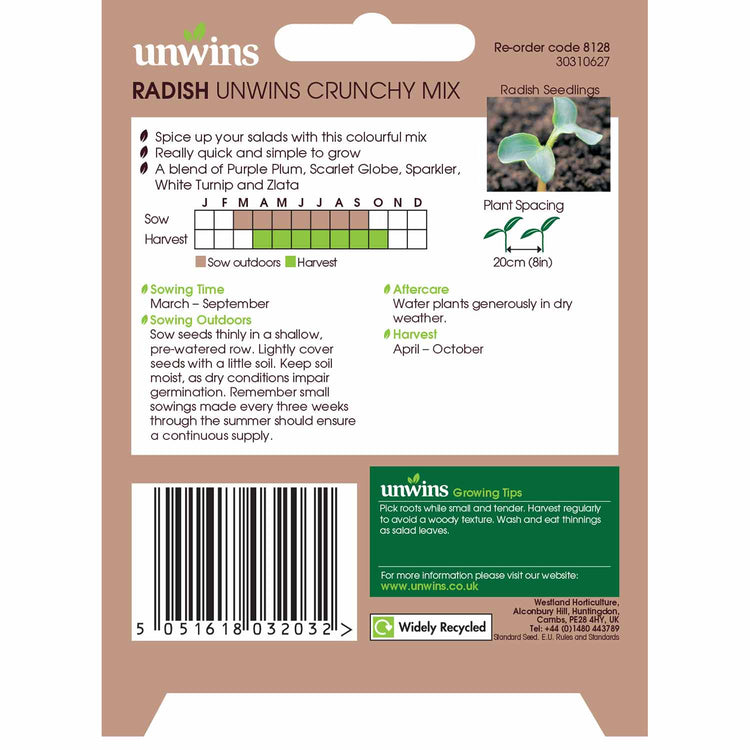 Radish Seeds 'Unwins Crunchy Mix'