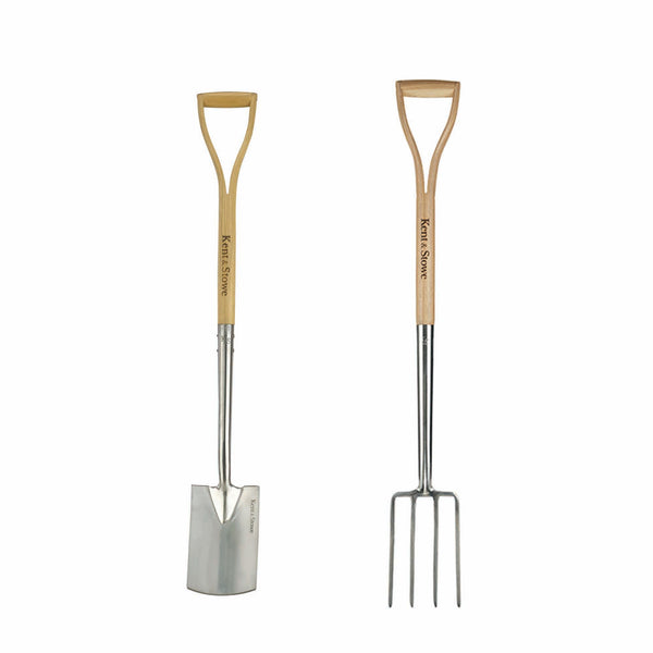 Kent & Stowe Stainless Steel Border Spade & Fork Set