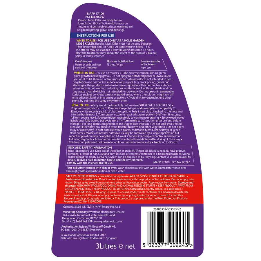 Resolva Moss Killer Ready To Use 3L Buy Moss Killer Online Moss